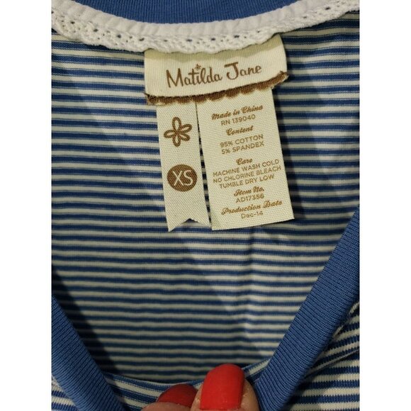 Women's MATILDA JANE Between The Lines Tulle Dress XS Blue White Stripes Tulle - Picture 5 of 7